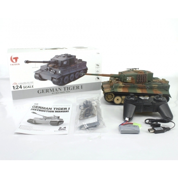 Ferngesteuerter Panzer IR/Sound 1:24 Deutscher Tiger I Mittlere Lackierung Tarnung RTR 2,4 GHz - Heng Long 3841-11-MC